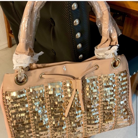 NICOLE LEE SEQUIN & PATENT LEATHER HANDBAG NWT - Picture 9 of 16